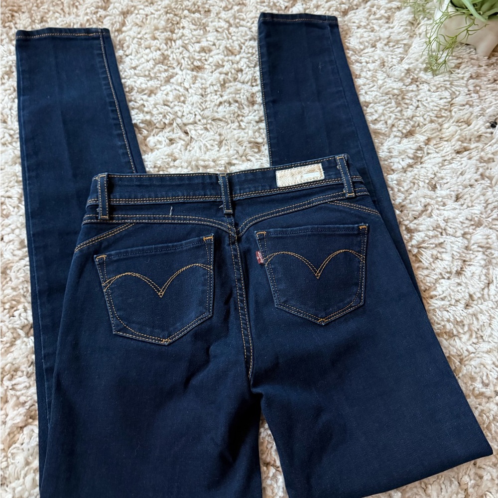 Levi's Women's Dark Blue cute solid stitching Skinny Jeans - Picture 7 of 8